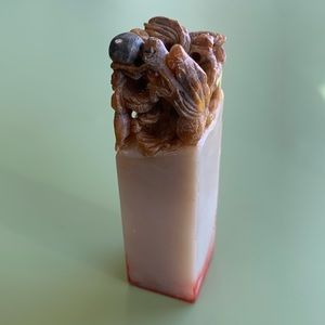 Chinese Vintage Asian Seal Stone Carved Dragon Mythical Creature Stamp